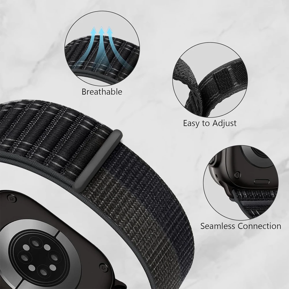 حزام حلقة رياضي لساعة أبل Ultra/Ultra 2 49 مللي متر 46 مللي متر 45 44 42 سوار نايلون حزام كوريا iWatch Series SE 10 9 8 7 6 5