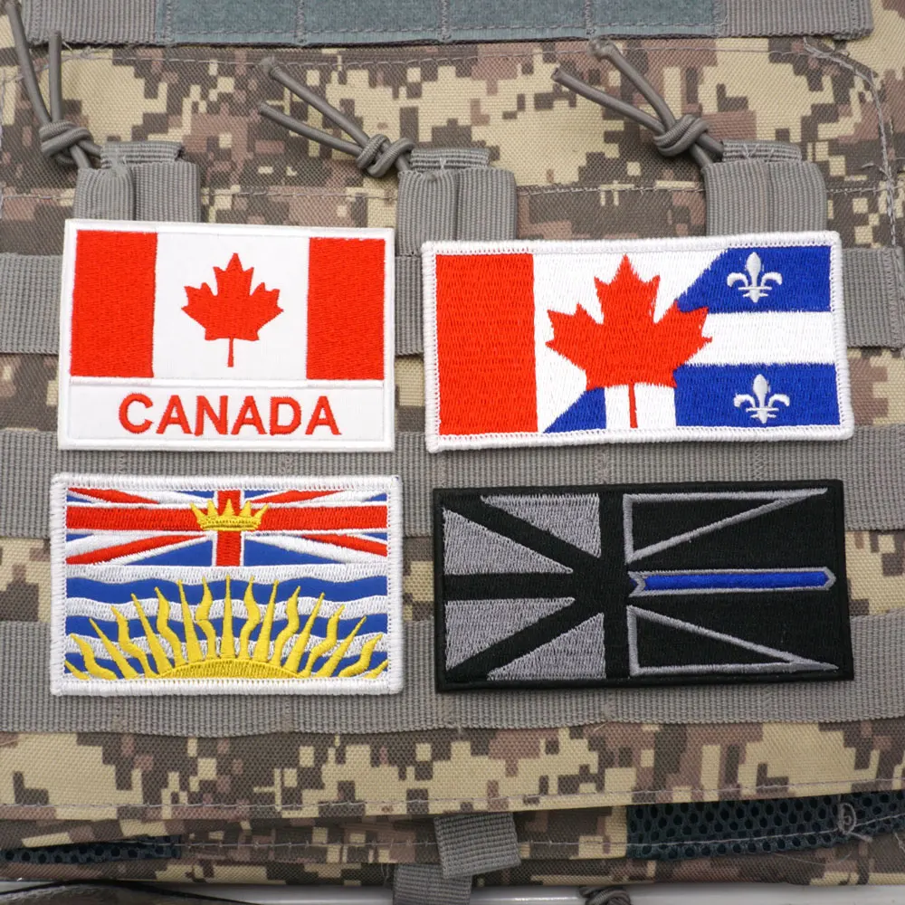 Canadian Flag Military Tactical Embroidered Patches  Armband Backpack Badge with Hook Backing for Clothing