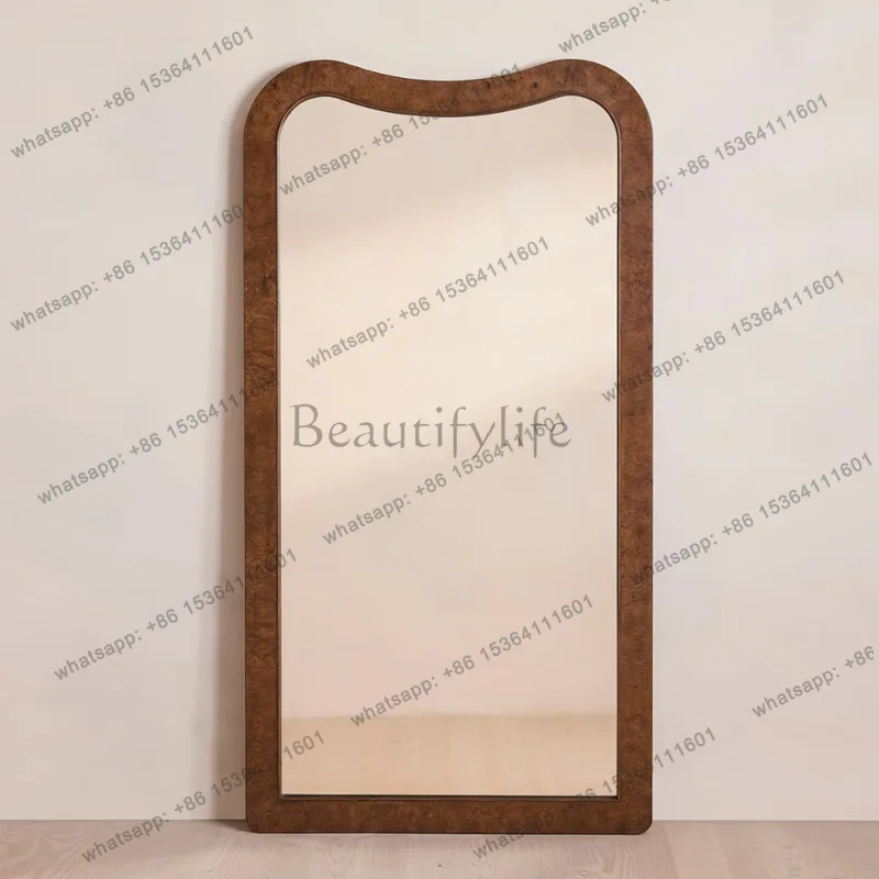 Simple Chinese wooden full-body mirror with frame retro floor mirror