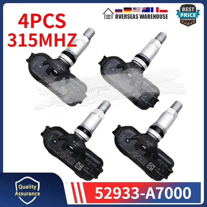 

315MHZ TPMS TIRE PRESSURE SENSORS 4PCS 52933-A7000 For Hyundai Elantra Coupe Kia Forte5 Tyre Pressure Monitor Sensor 52933-3X205