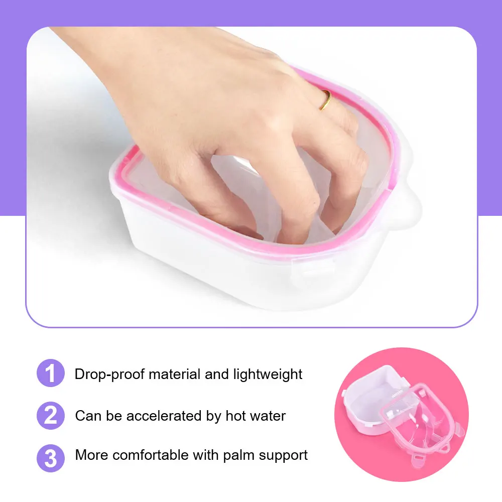 Nail Soak Hand Bowl Soften Dead Skin Nail Care Tools Kit Clean Nails Hand Care with Nails Remover Tool Nail Remover Nail Bowl