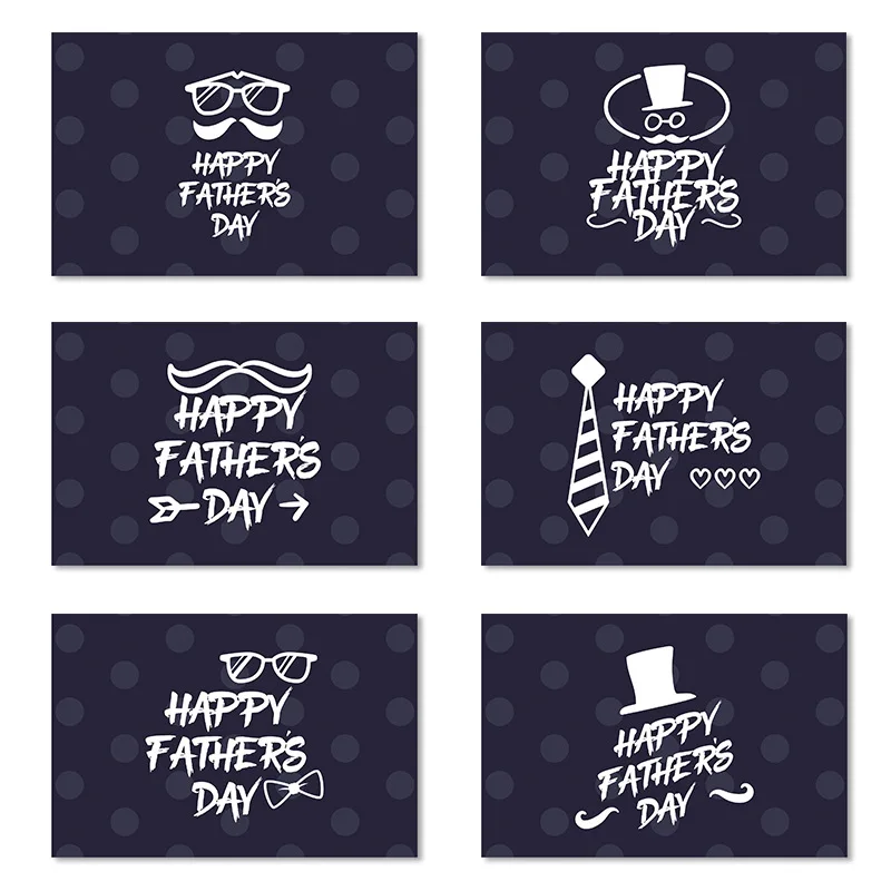 6pcs/Set High-End Father's Day Card Set Foldable Greeting Cards with Envelopes Gift for Dad Grandpa Husband