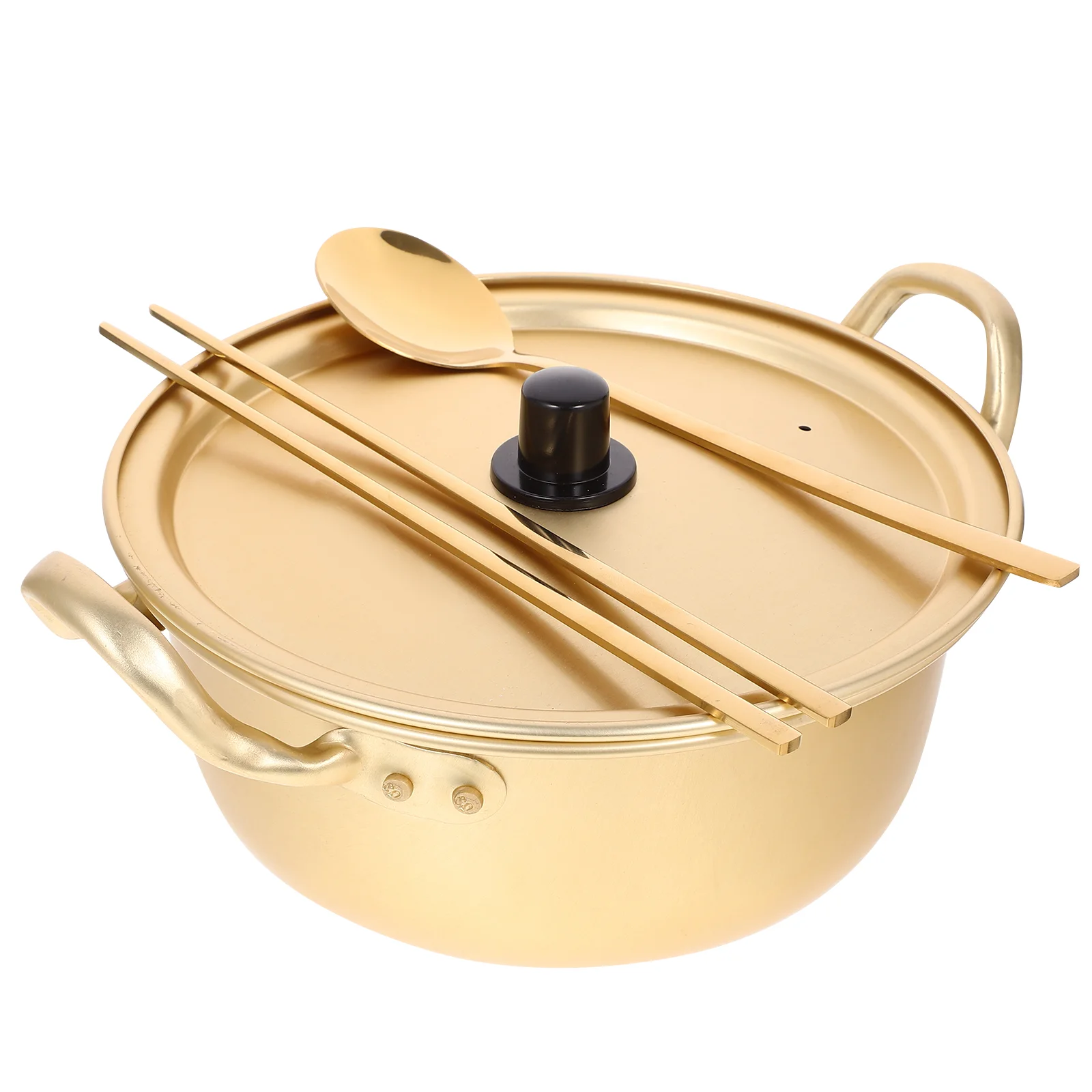 

Instant Noodle Pot Cookware Korean Stock Seafood Double Handled Small Hot Ramen Aluminum Fondue