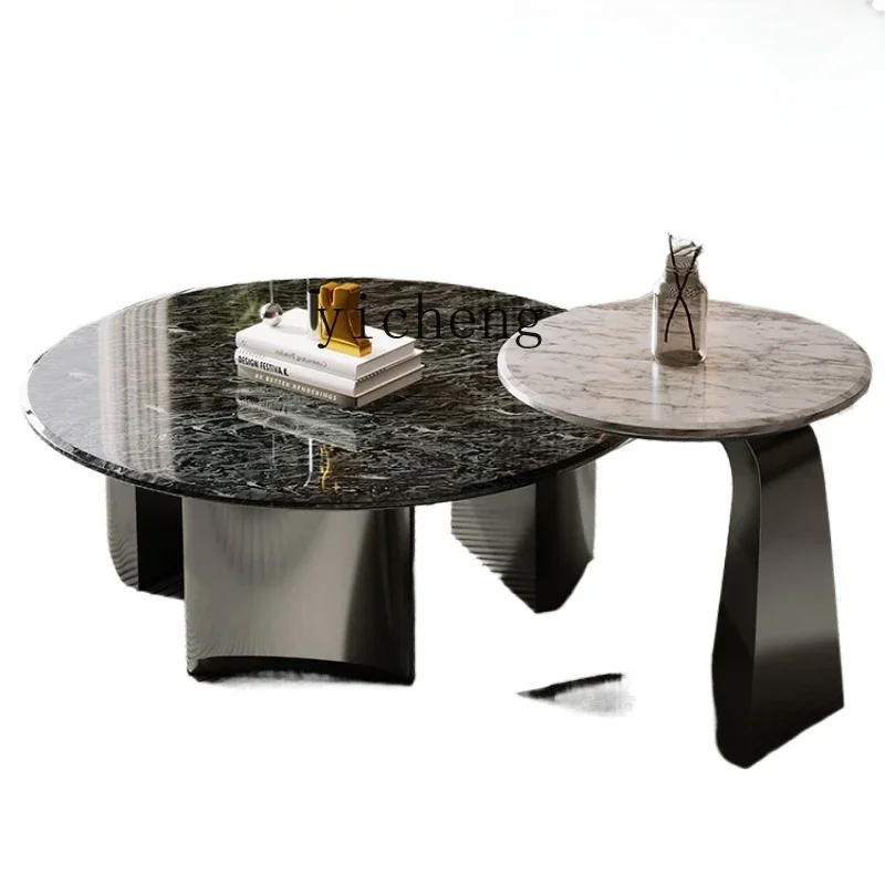 light luxury pure natural marble coffee table high-end living room small apartment luxury stone