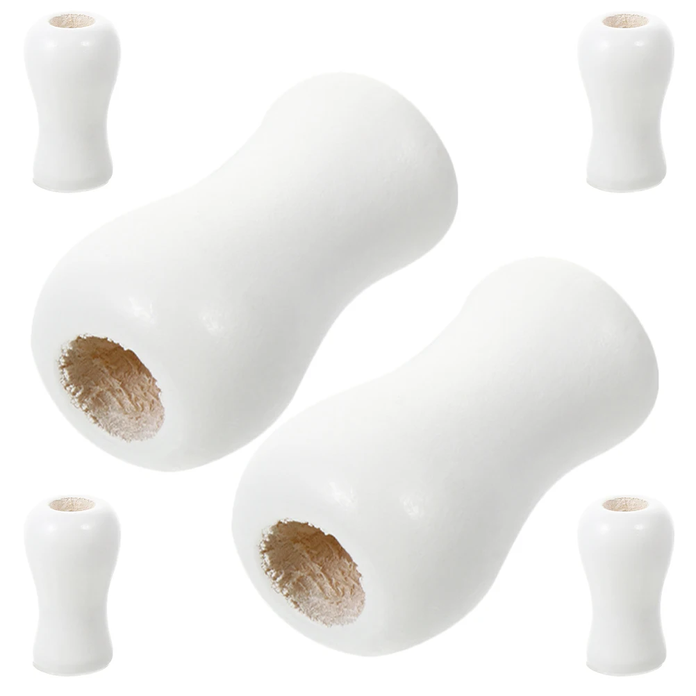 

6pcs White Wooden Curtain Blinds Cord Pull Knobs Reliable Suitable Window Blind Ceiling Lamp Pull Decor