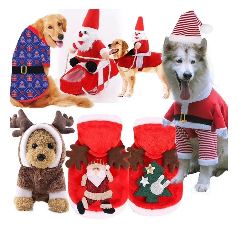 Christmas pet supplies: clothes. Sizes suitable for small, medium, and large dogs or cats, cotton coats, clothing, and funny - Image 5