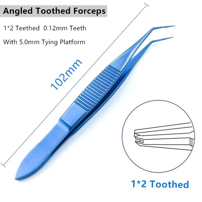 QSWTITAN Pinze dentate oftalmiche Pinzette Pinze in titanio 102mm Strumento chirurgico oftalmico Strumenti per palpebre