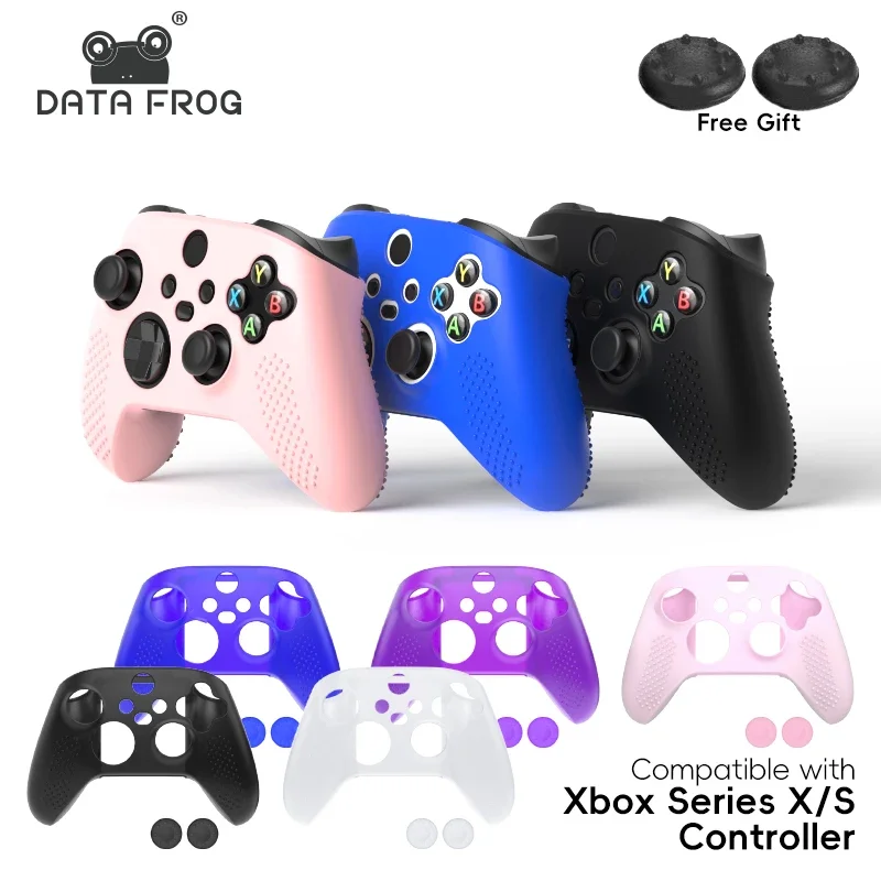 DATA FROG Weiche Silikon-Anti-Rutsch-Schutzhülle mit Daumengriffen für Xbox Series X Game Controller Zubehör