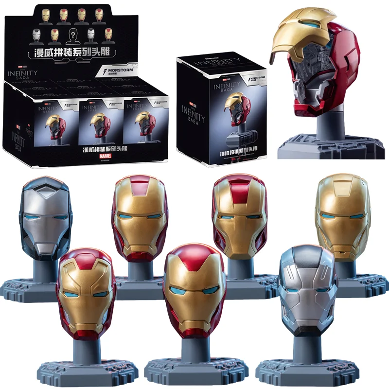 

9pcs MORSTORM 6.5CM Iron Man Helmet MK7 MK15 MK16 MK21 MK46 MK85 MK42 Tony Stark Assembly Helmet Can Be Opened Action Figure Toy