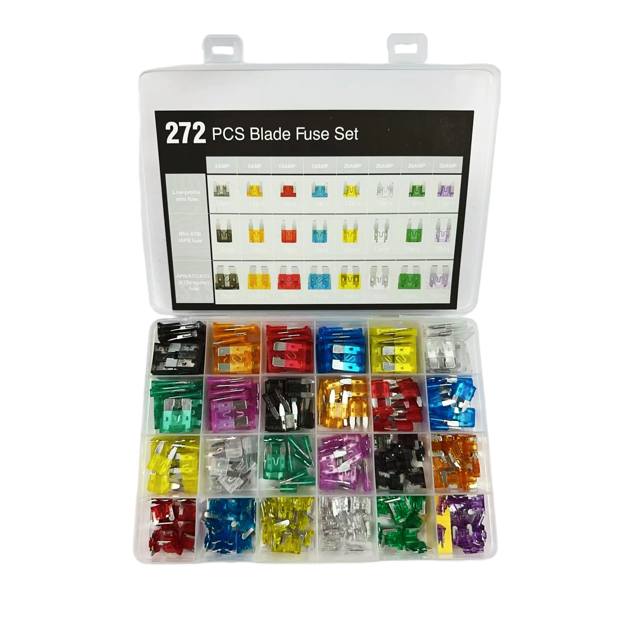272PCS Car Fuses Box Small Fuse Medium Fuse Mini Zinc Fuse Combination