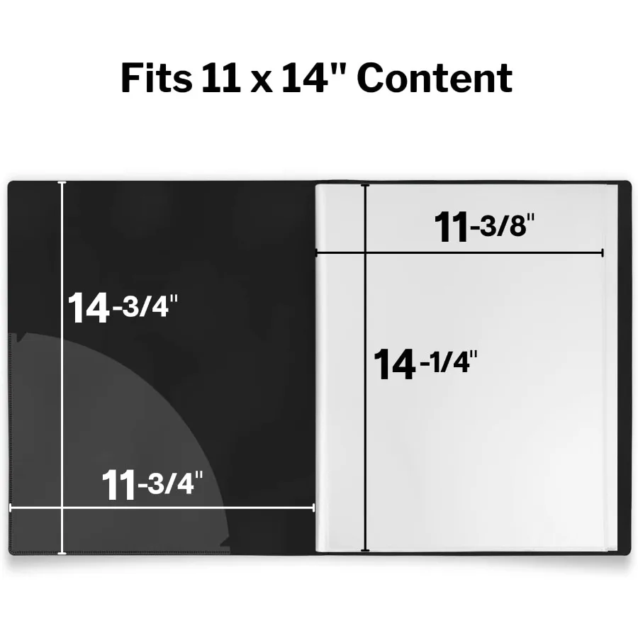 Large 11x14 Binder with 24 Pockets and Plastic Sleeves for Displaying Up to 48 Pages Clear Vertical Presentation Book with Prot