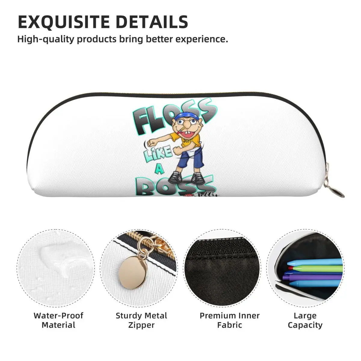 Jeffy fio dental como um chefe sml lápis caso caneta titular armazenamento artigos de papelaria suprimentos grande capacidade caneta caixa saco de lápis para estudantes