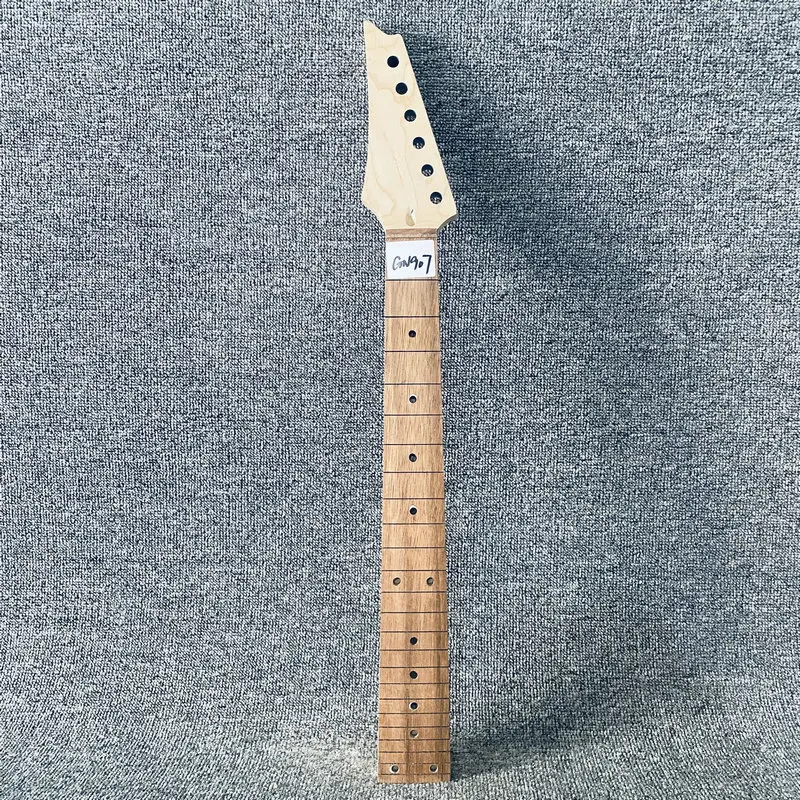 GN907 Unfinished Electric Guitar Neck No Frets No Paints for DIY Reversed Headstock Short Scales Length