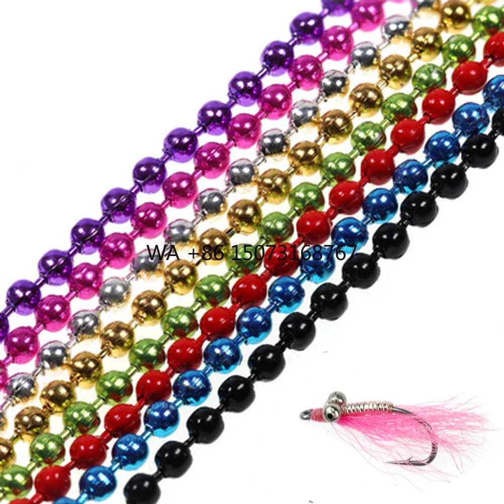 

Wholesale 45/60cm Fly Tying Metal Bead Chain Colorful Copper Dumbbel Chain Eyes Bead Head 1.2-4.5mm Nymph Fly Tying Material