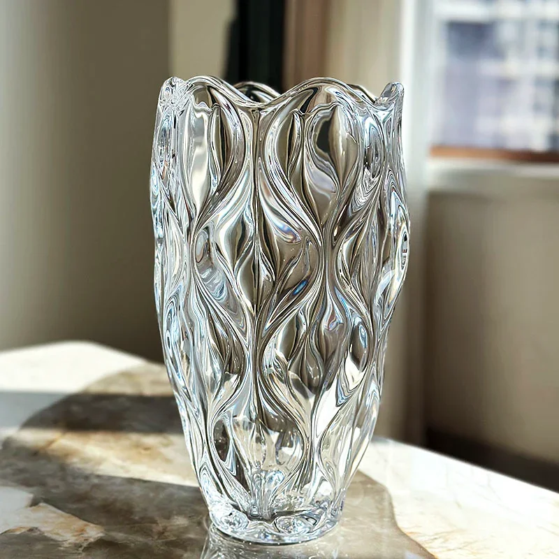 Simple and creative crystal glass vase, household vase, water flower holder, entrance dining table decoration ornament