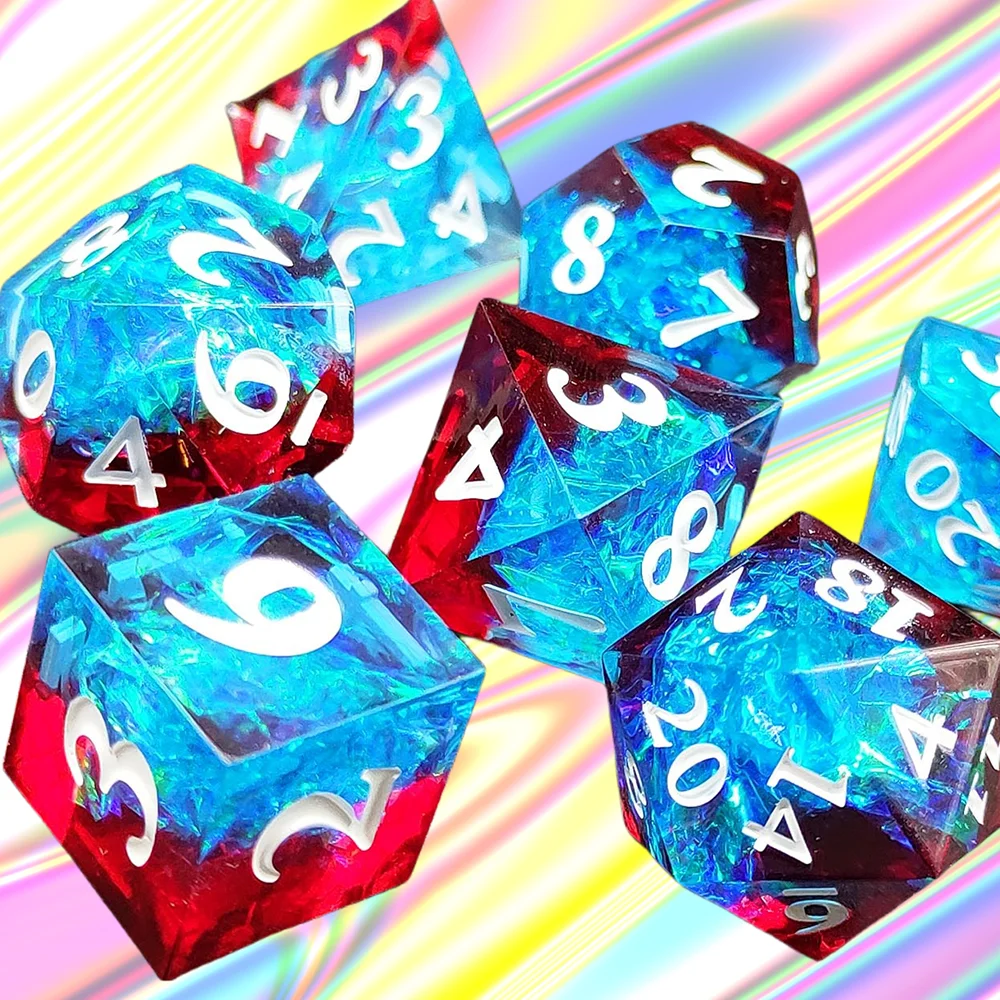 Blue Resin Dice Sharp Edge Polyhedral DND Dice D+D Dice Set For Dungeon and Dragon Pathfinder Role Playing Game(RPG)/MTG Game