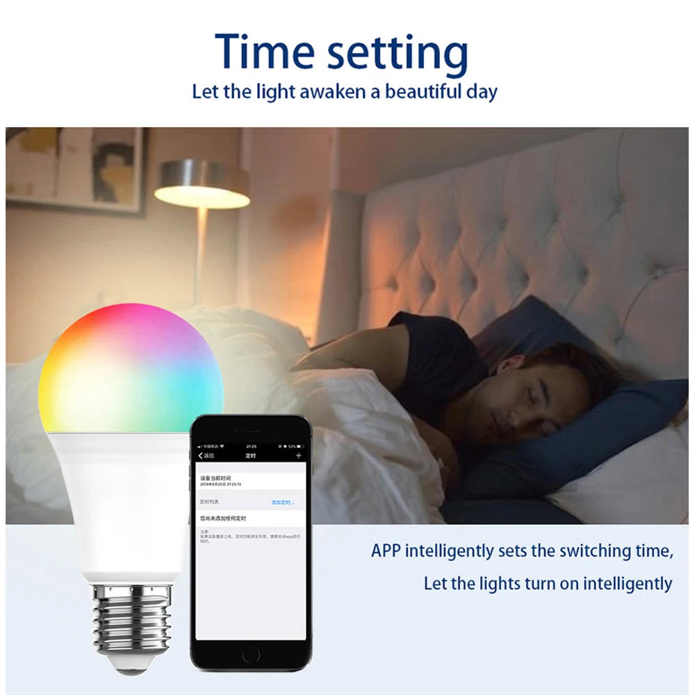 1-12 قطعة E27 لمبة واي فاي بلوتوث عكس الضوء الذكية LED مصباح 2700-6500K RGB LED ضوء لمبة العمل مع أليكسا امازون جوجل