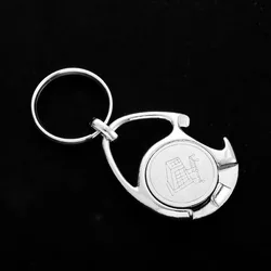 Car Keyring Ornaments Supermarket Push Shopping Cart Logo Coin Metal Token Lobster Buckle Keychain Bottle Opener