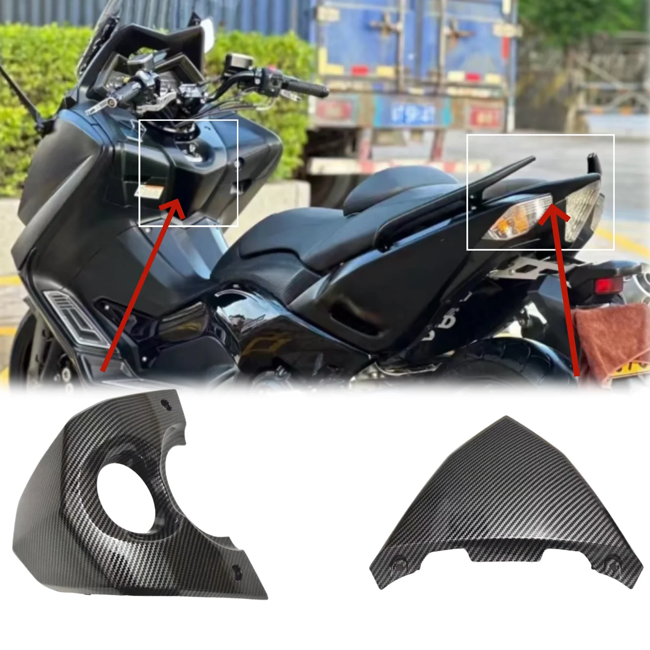 Para Yamaha TMAX 530 2012 2013 2014-2016 Tmax530 cubierta de llave de encendido de motocicleta Panel central trasero carenado Kit de cuerpo de plástico ABS