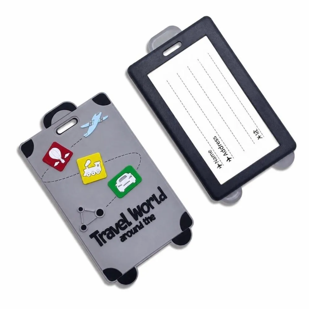 Silicone Luggage Labels with Signature Paper Waterproof Suitcase Name Label Portable Universal Boarding Tags for Men Women