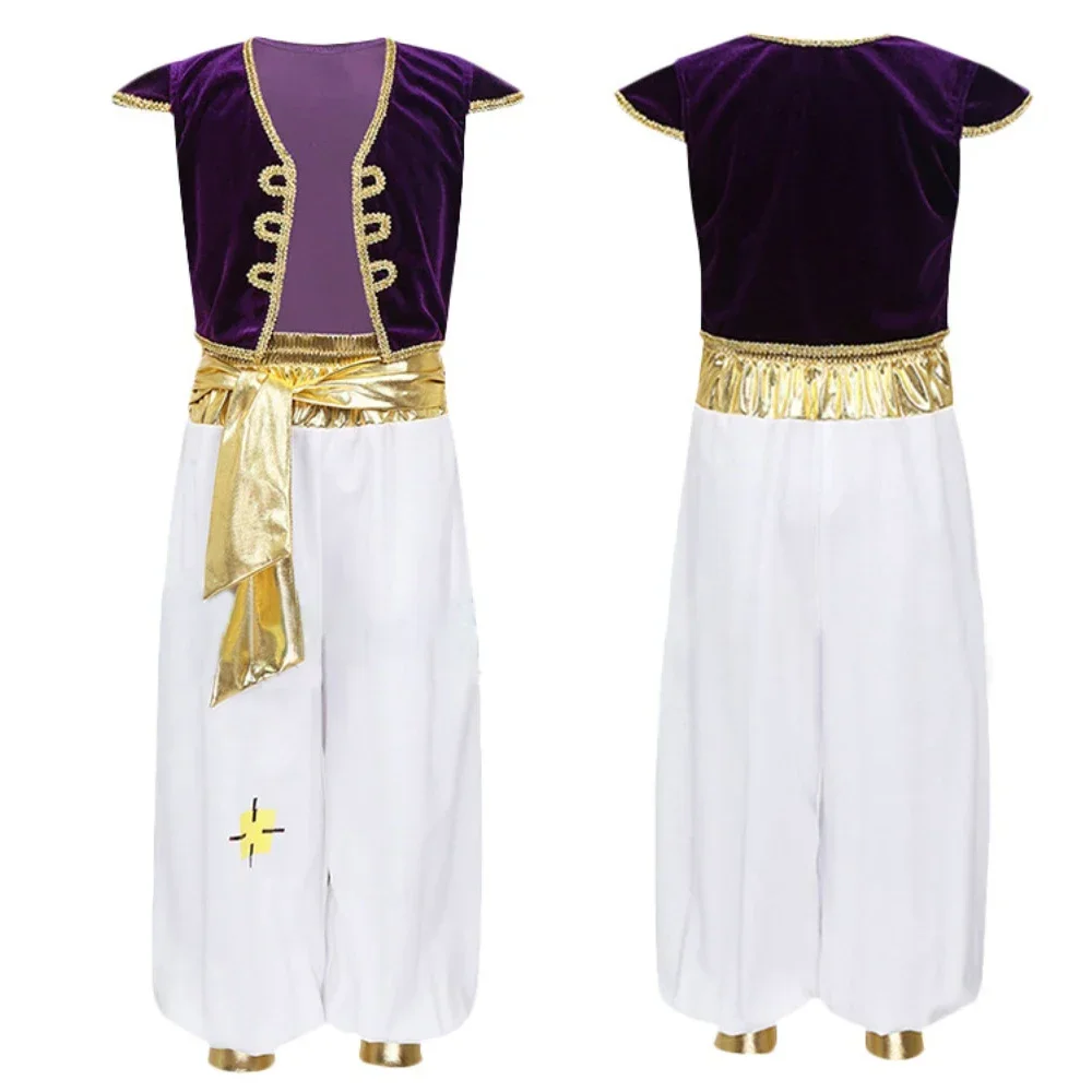 

Movie Araddin Cosplay Costume Adult Purple Vest White Pants Full Set Kids Araddin Prince Role Play Suit Halloween Carnival Party