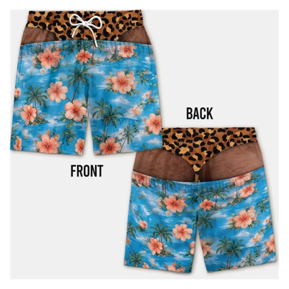 Lustige Strandparty-Badeshorts für Herren, 3D-Druck, Fake-Skin-Boardshorts, Sommermode, Virale Strandshorts, Geschenk für Freund/Ehemann