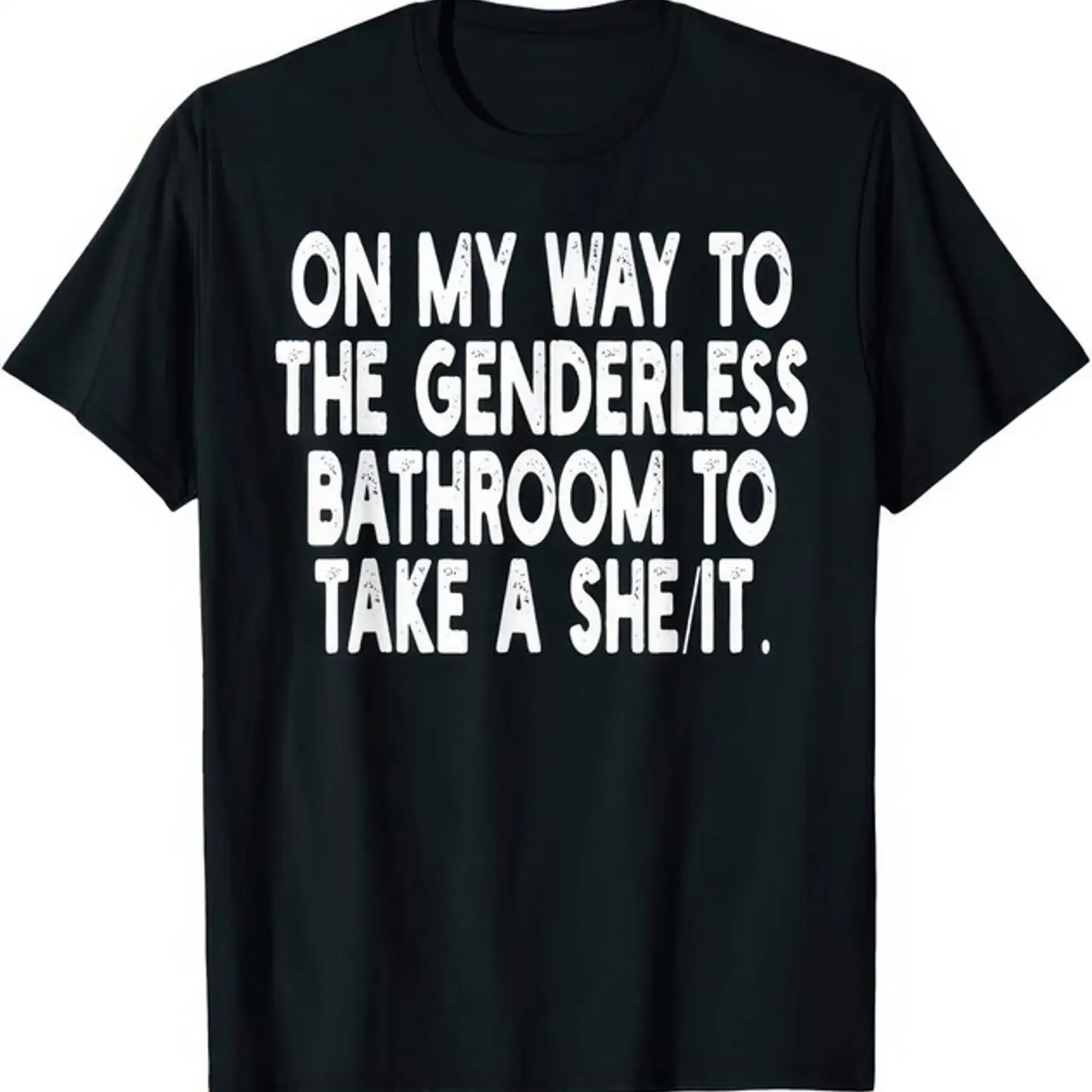 On My Way To The Genderless Bathroom Funny T Shirt vintage Washed Casual Breathable Comfortable graphic Stretched