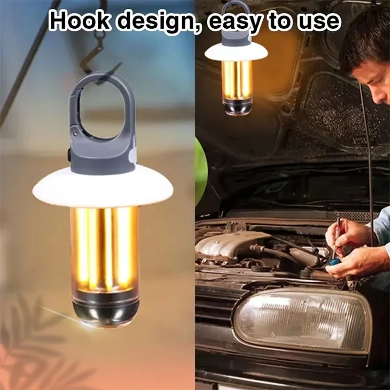 

Portable Hook Camping Lantern 360° Soft Wide Light Outdoor Hands Free Hanging Lamp Various Scenes Travel Hiking Night Lighting