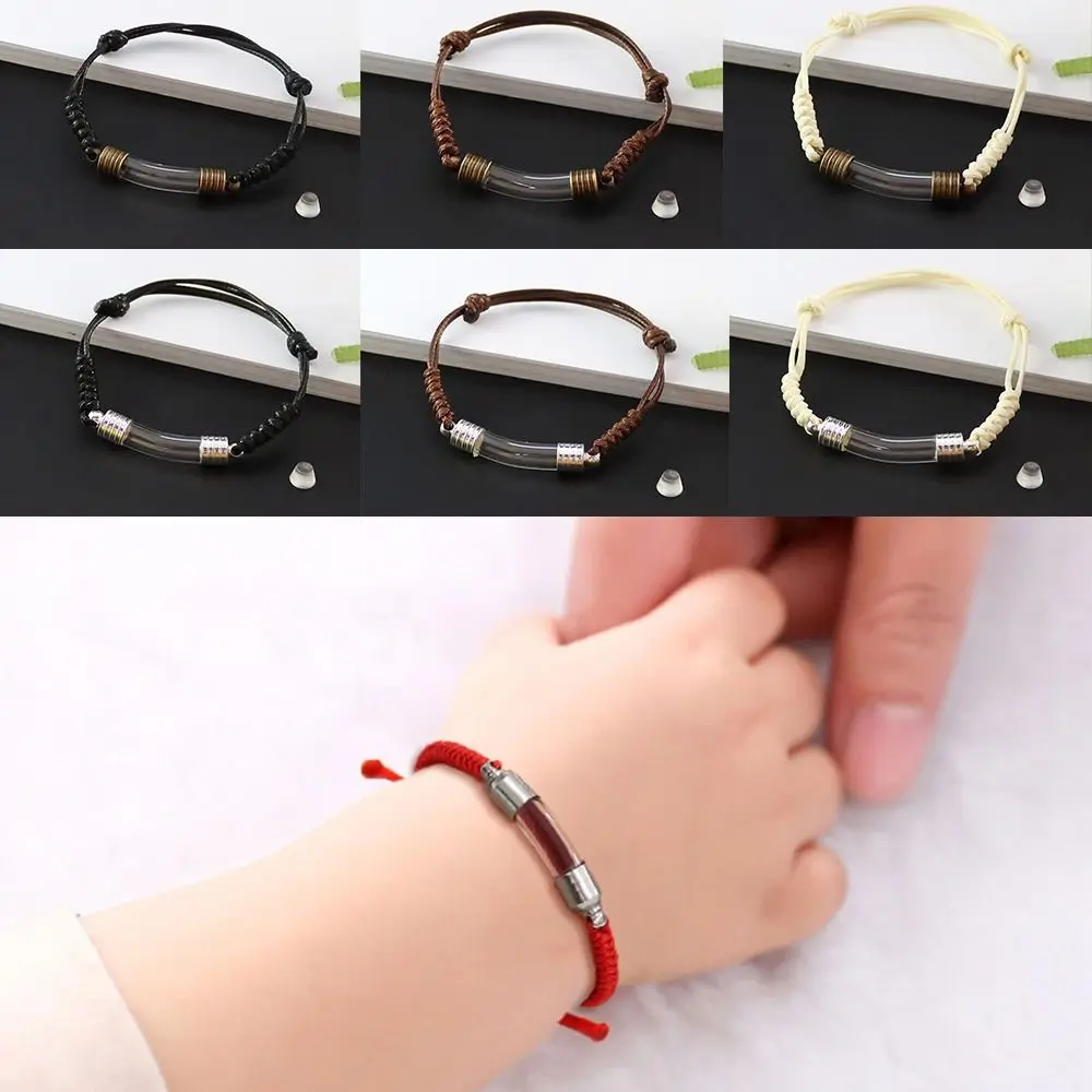 Pulsera de botella de deseos ajustable, regalo, amuleto de la suerte, joyería DIY, Vial de vidrio, cadena trenzada, Vial de Perfume conmemorativo, pulsera de cordón