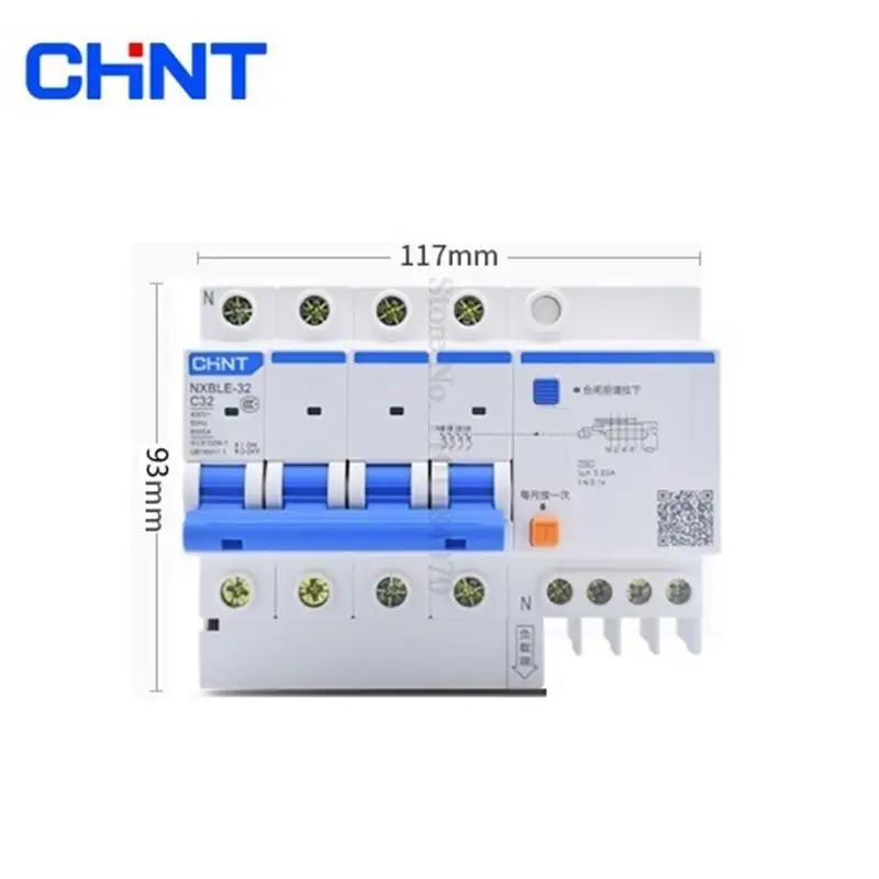 CHINT RCBO NXBLE-32 4P 30mA C10A 16A 20A 25A 32A Residual current Circuit breaker Replace DZ47LE-32 RCBO