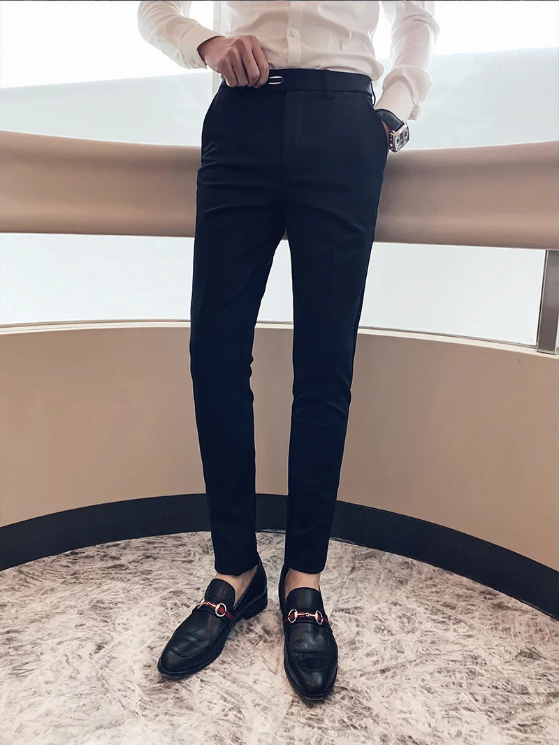 2023Hot sales Men trousers Slim Fit Men Casual Ankle Length Pants Streetwear Men High Quality Dress Suit Pant For Man Daily Wear