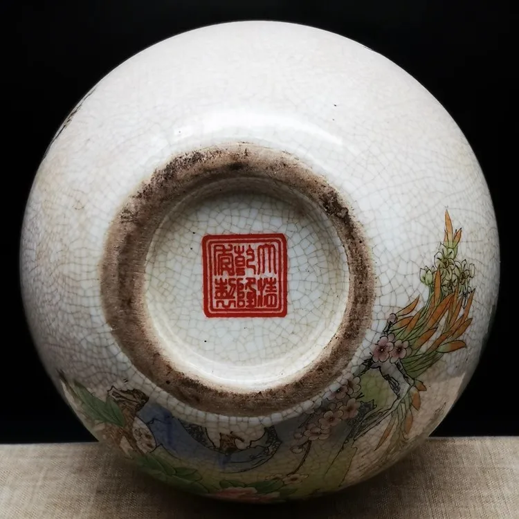 Imagem -05 - Qianlong fu Shou Romã Zun Antique Porcelana Decoração Home