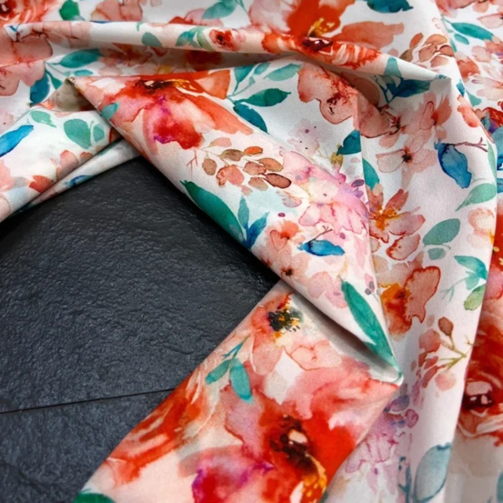 

Шелковая эластичная крепдешинная ткань, весна-лето, окрашенная рубашка с принтом вишни, шитье своими руками, модная удобная ткань для платья