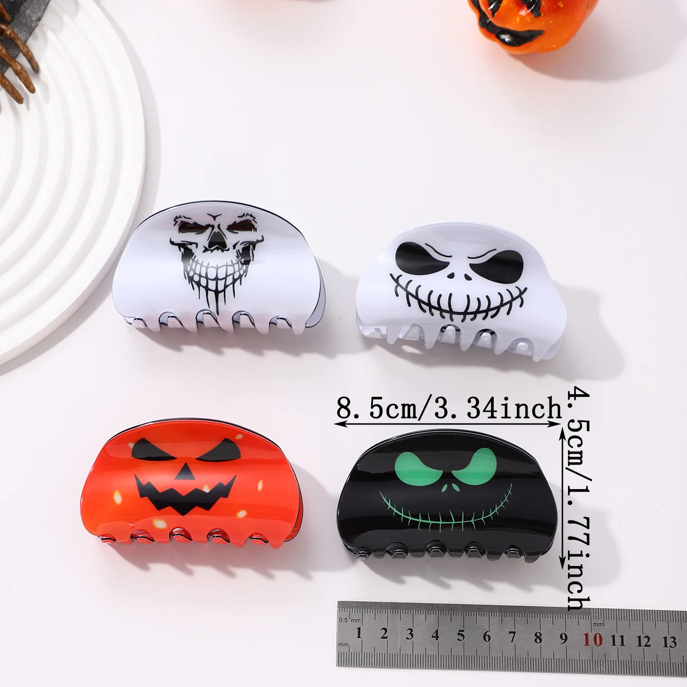 1PCS Halloween Haar Zubehör Geist Haar Clip für Frauen Mädchen Rote Hörner Haarnadel Schädel Klaue Y2K Gothic Haar schmuck – Detail 3