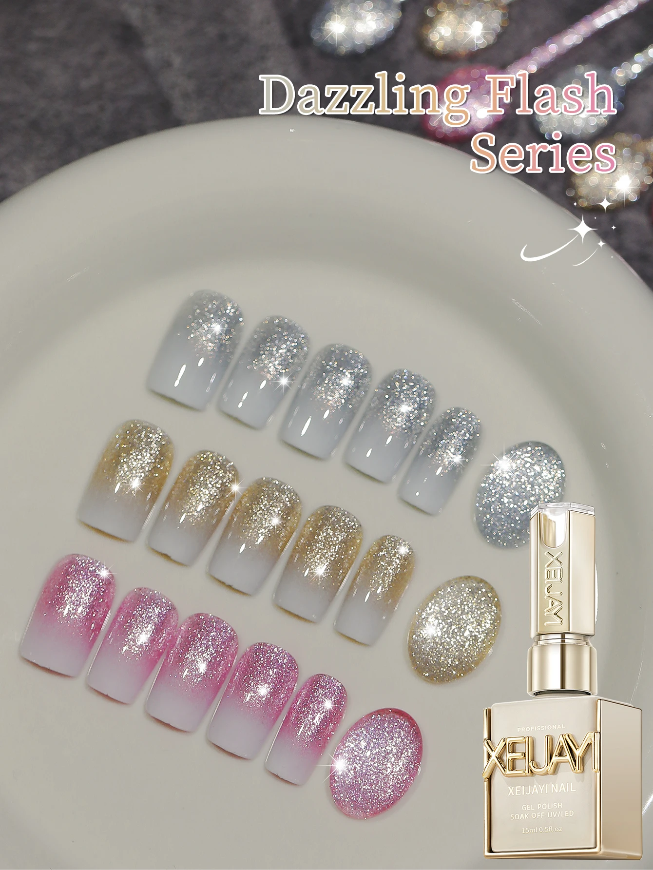 XEIJAYI 15ML clignotant sauvage paillettes Gel pour ongles Semi Permanent Nail Art trempage UV LED Salon de manucure bricolage Salon de manucure Gel