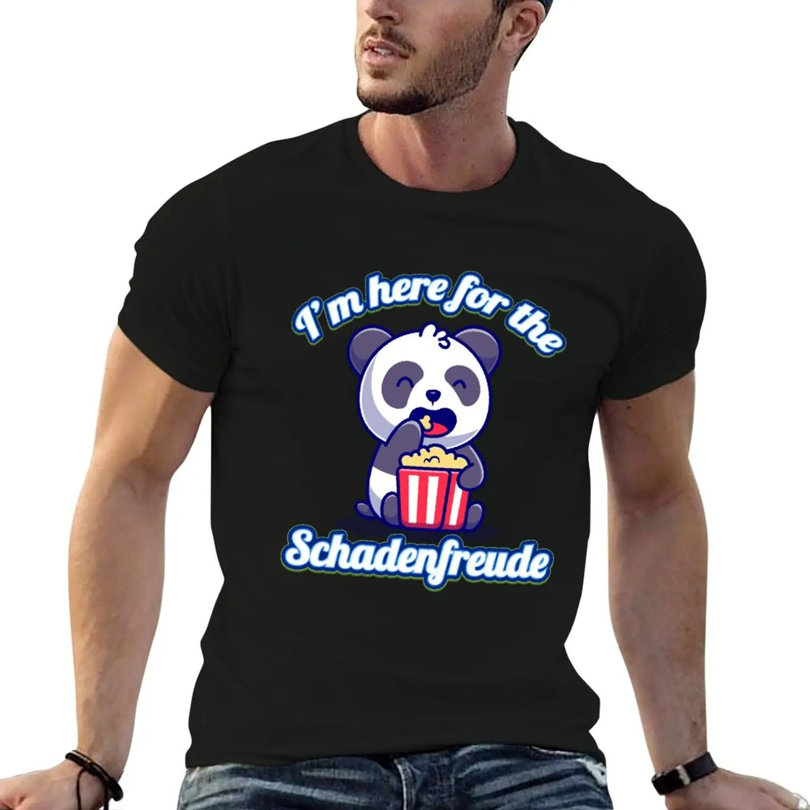 I Am Here For The Schadenfreude Funny Cute Panda Sarcastic T-Shirt plus sizes new edition men t shirts