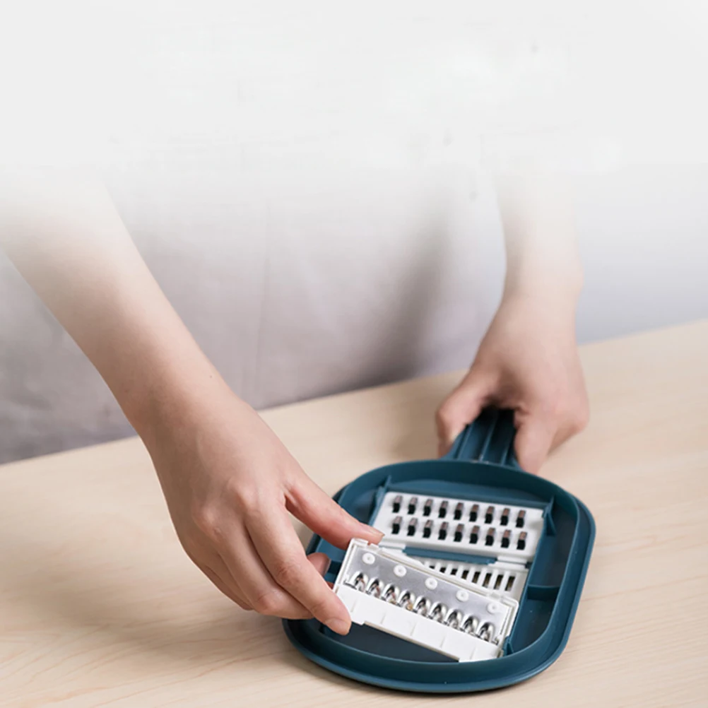 

Multifunctional Kitchen Slicer Container Portable Handle Grater Drain Basket Plastic Kitchen Gadget For Home Dark Blue