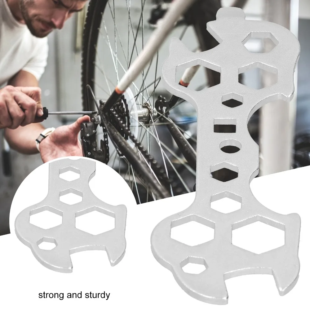 2PCS Portable 45# Steel Bicycle Wrench Porous MultiFunctional Hexagonal Wrench 5-17mm Flat Wrench Cycling Accessory