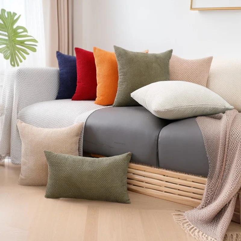Nordic Cream-style Vertical Bar Pillow Rabbit Plush Pillow Cover Ins Style Simple Sofa Bedroom Cushion Cover Pillow