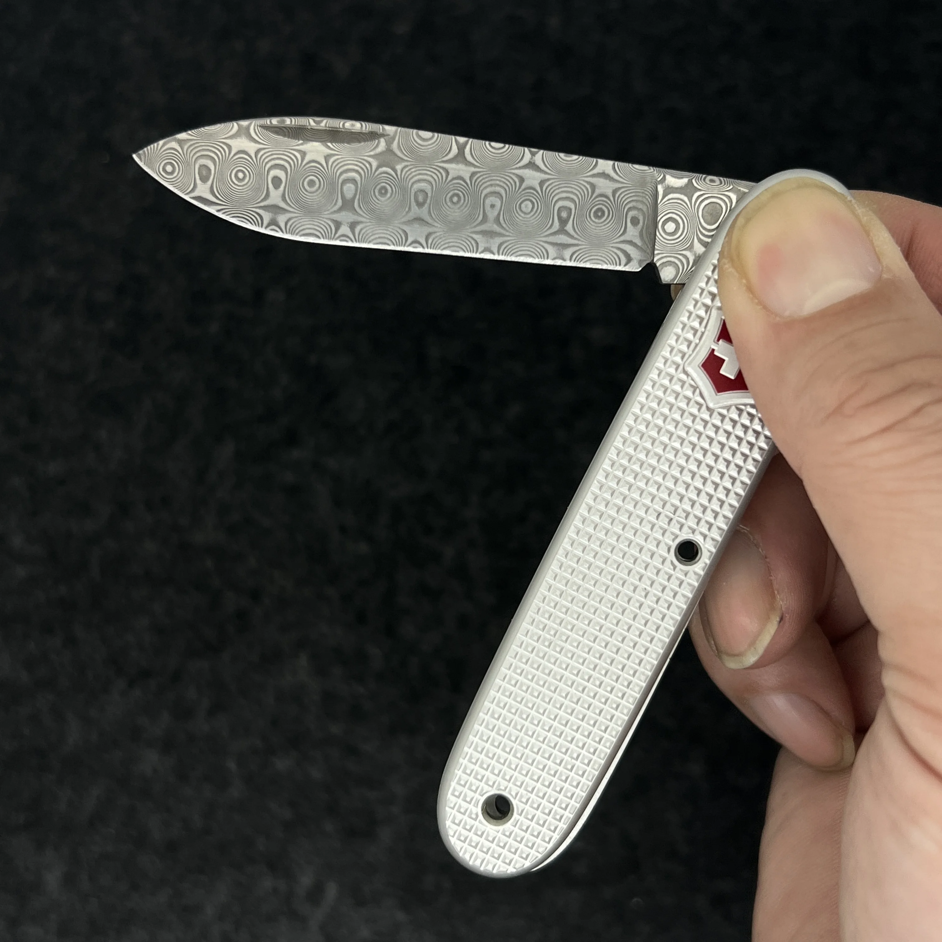 1 Pcs Handmade Damascus Powder Steel Replacement Blade for 93mm Victorinox Swiss Army Knife SAK DIY Accessories