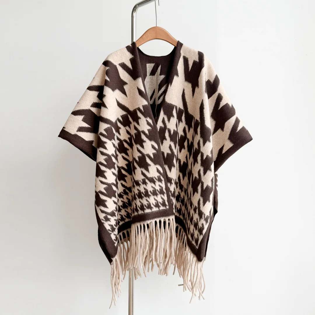 Poncho Cape Women Cashmere Scarf Tassel Blanket Shawl Winter Pashmina Wrap Scarfs For Women Travel Outer