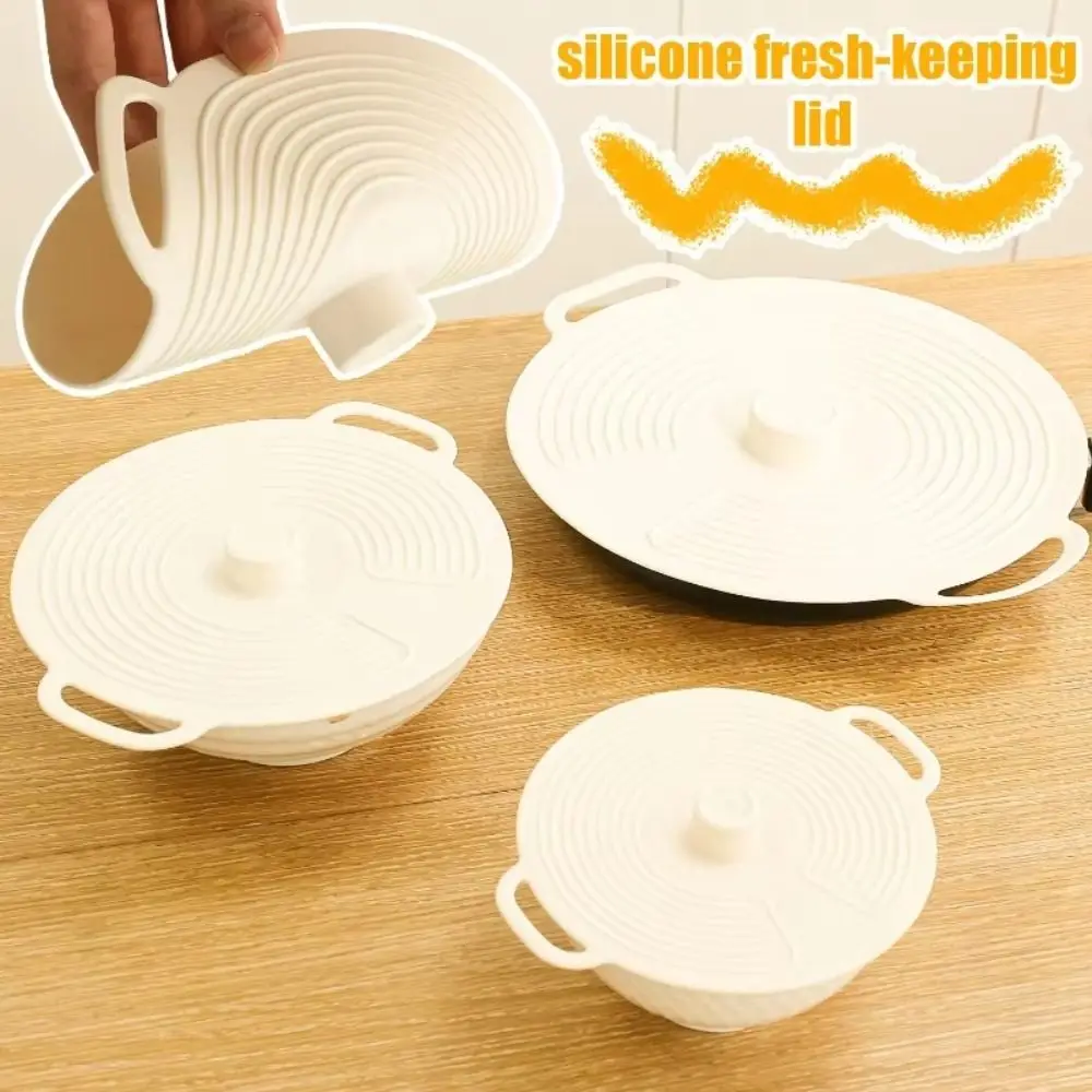 New Dustproof Silicone Pot Lid Sealing with Handle Fresh-keeping Lid Reusable Anti-spill Bowl Lid for Microwave Refrigerator