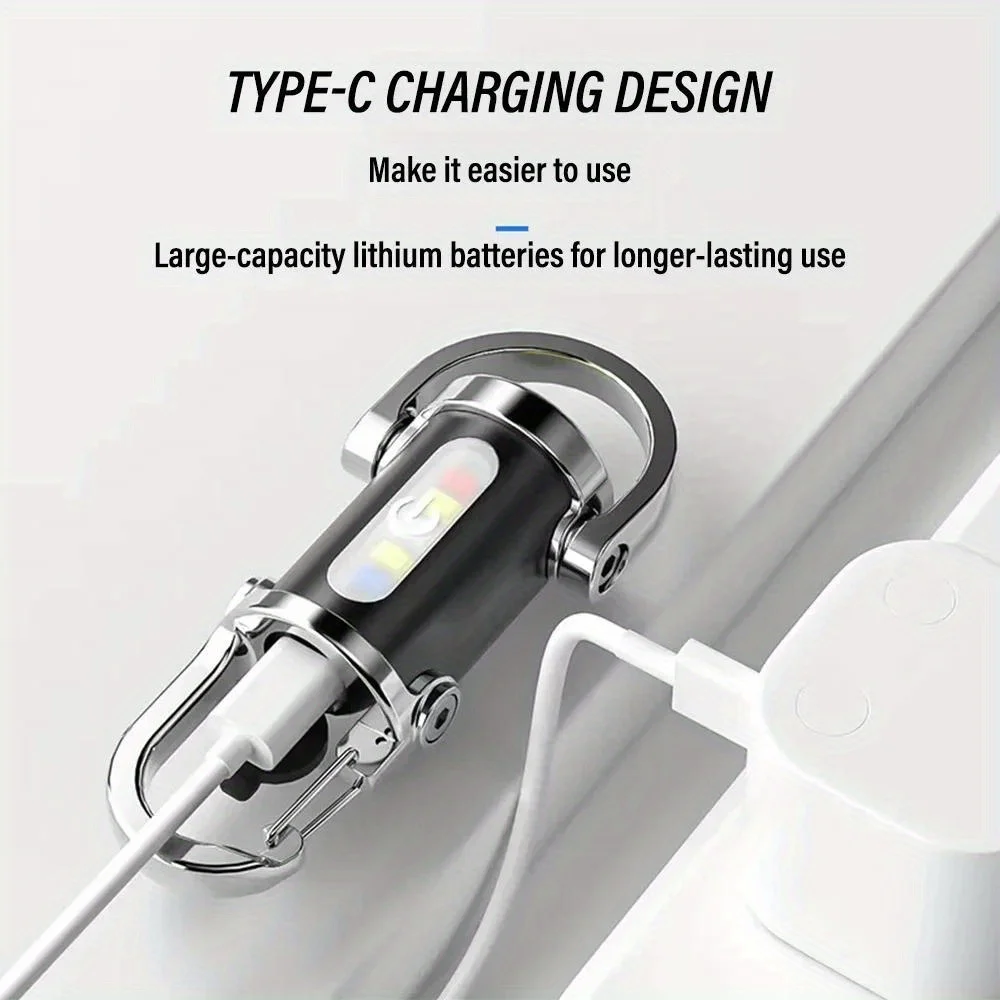 1PC LED Keychain Flashlight EDC Multifunctional Work Light Keyring Practical Inspection Light Key Chain for Outdoor Activities