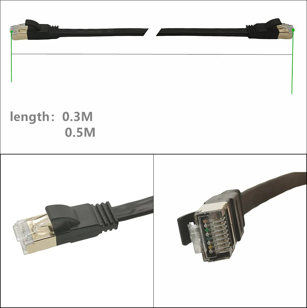 Cat7 Ethernet Cable Flat Lan Cable RJ45 Network Cable CAT7 internet cord for Router Modem PC PS4 Patch Cable Ultra short 0.3M