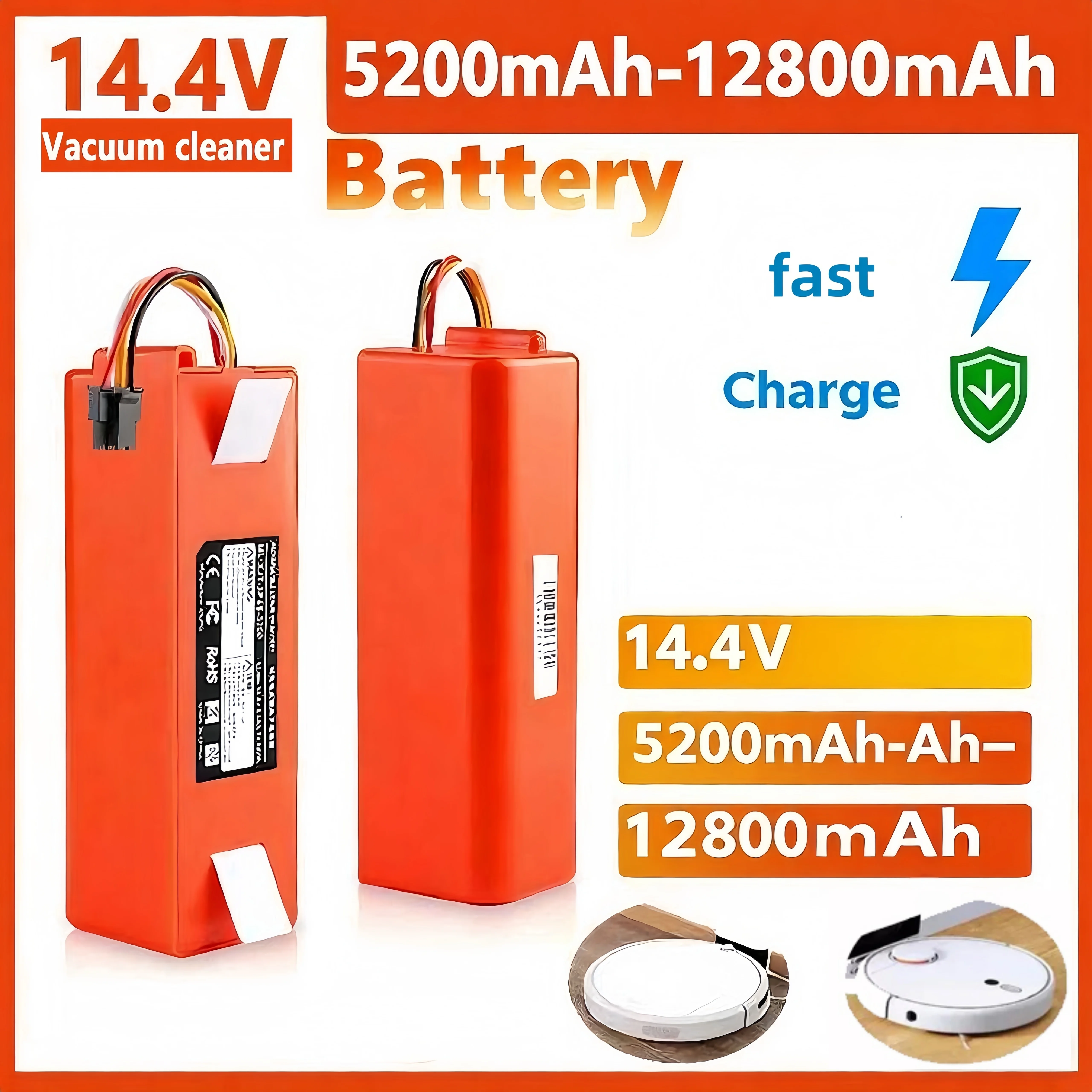 

Сменный аккумулятор 14,4 В, 5200 мАч-12800 мАч для пылесоса Xiaomi Mijia, быстрая зарядка, прочный