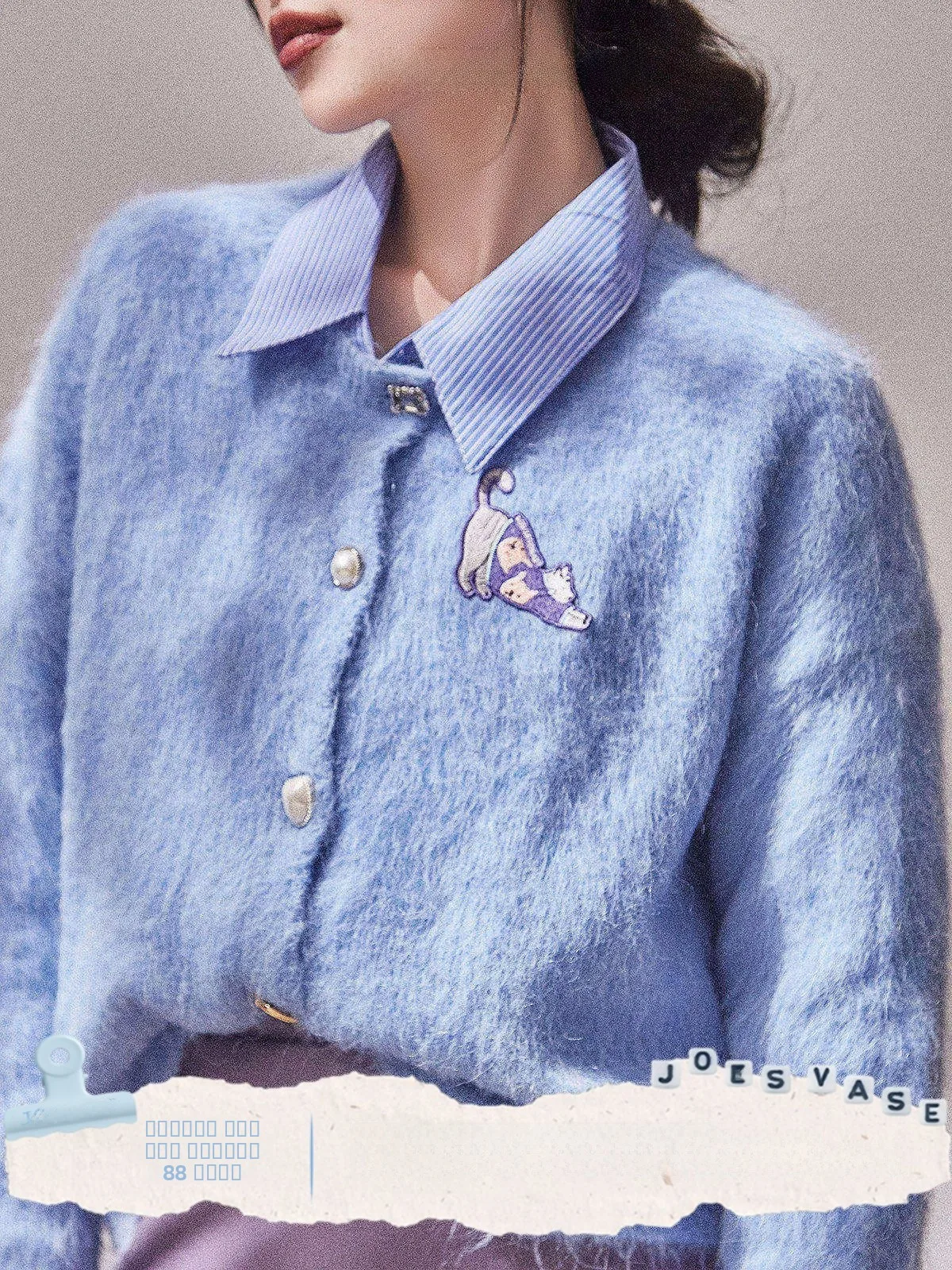 

Loose Comfortable Women's Knitted Sweater Autumn New Sle Korean Sle Light ey Long Sve Collar Animal Patterned O...