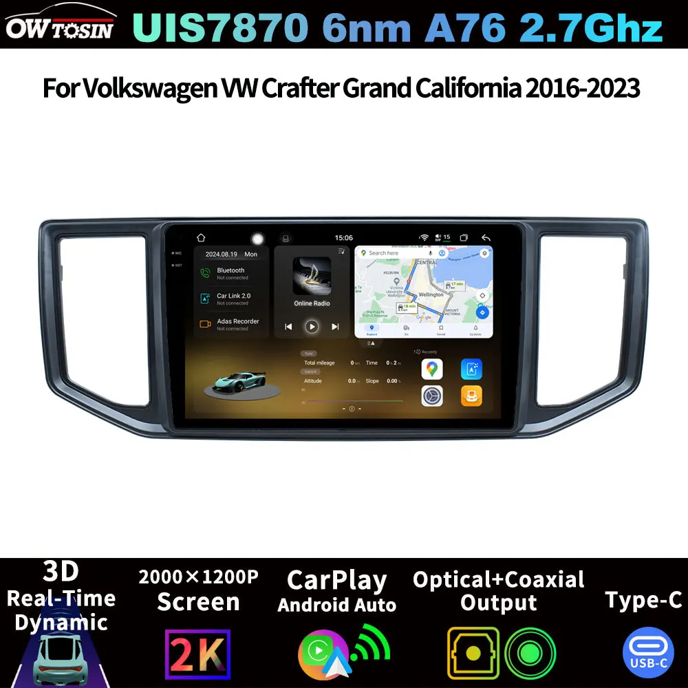 Sistema de Navegación GPS Multimedia para Automóvil FYT7870 QLED 2K con Pantalla Android y CarPlay para Volkswagen VW Crafter Grand California 2016-2023