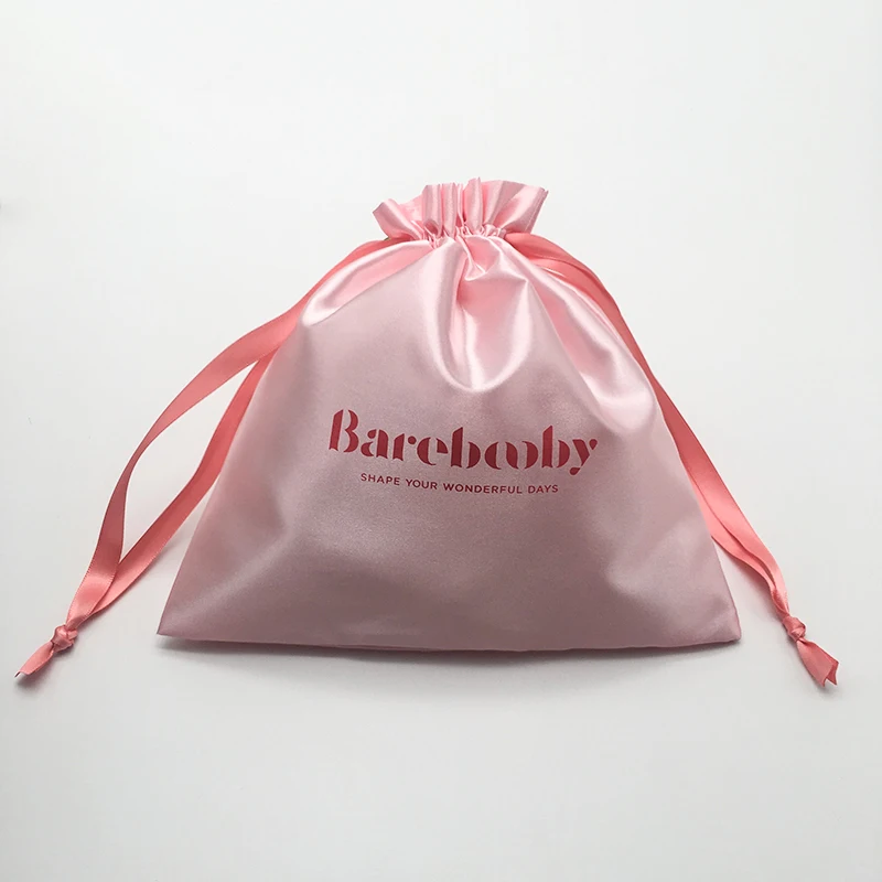 

Satin Gift Bags Custom Packaging Jewelry Pouches Makeup Party Candy Silk Drawstring Sachet Pocket Reusable Sack Print Logo 50PCS