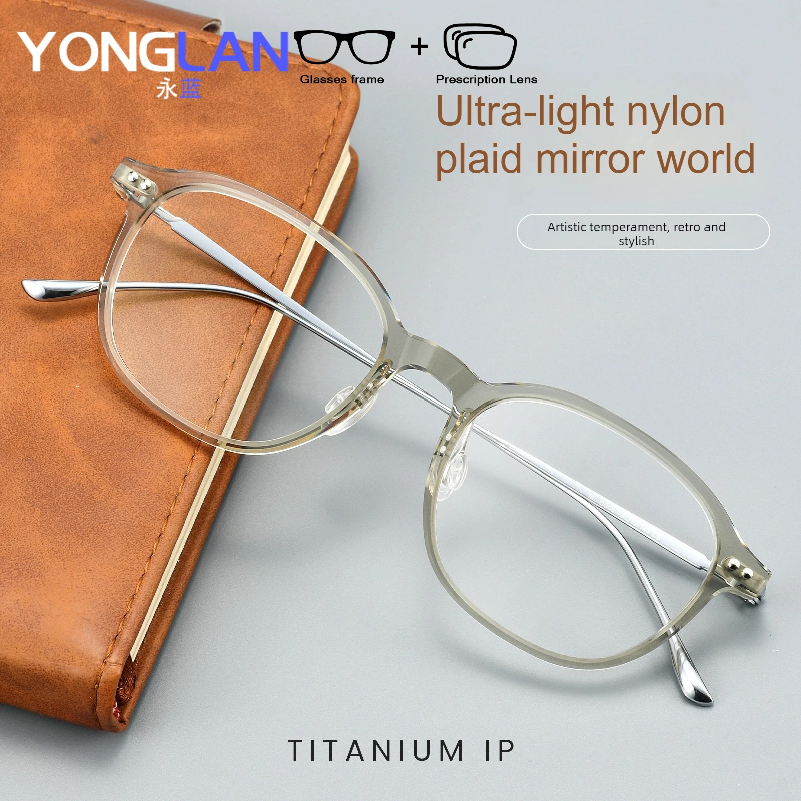 Fashion Round Optical Prescription Glasses Custom Reading Myopia Multifocal Eyewear For Men and Women Nylon-Titanium Eyeglasses