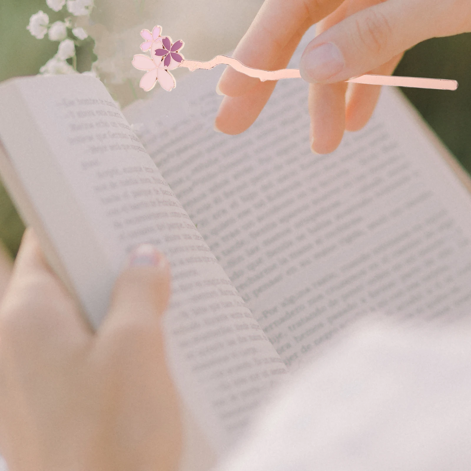 

Cherry Blossom Bookmark Cute Cartoon Floral Metal Book Reading Accessories Page Marker Book Lover Present Literary Tag